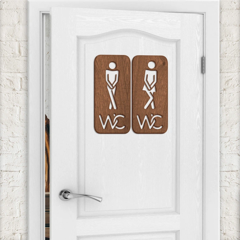 Holzkunst Mahagoni - Toilettenzeichen 02 