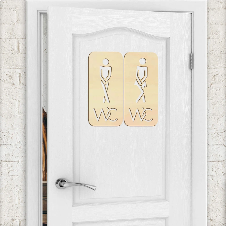 Holzkunst Pappel - Toilettenzeichen 02 