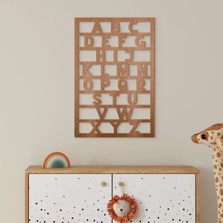 Houten Wanddecoratie Mahoniefineer Alfabet 