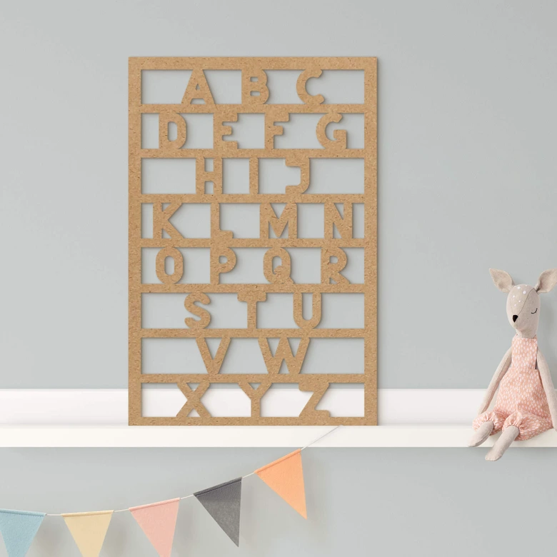 MDF Decoratie naturel Alfabet 