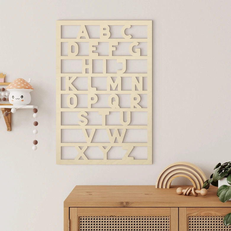 Wanddecoratie Populierenhout Alfabet 