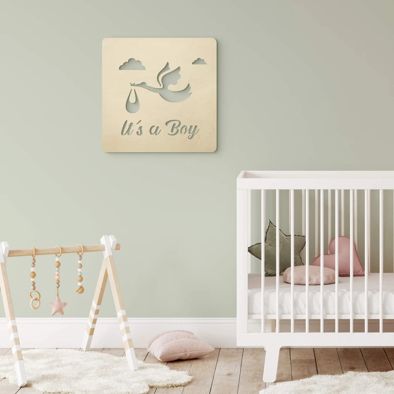 Holz-Deko Baby - It's a Boy - Pappel 