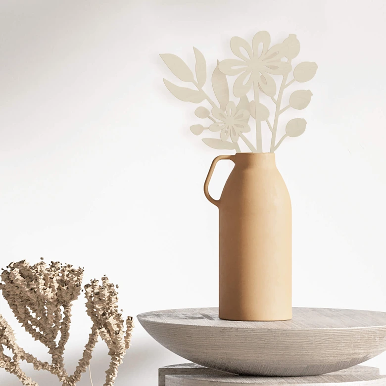 Holzdeko Blumenstrauss (3-teilig) - Pappel - Höhe: 30 cm 