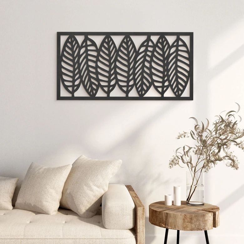 Väggdekoration Botaniskt stilleben med blad - MDF 