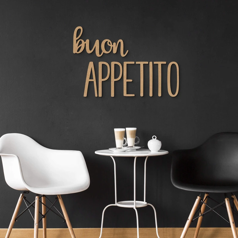Lema de cocina Buon Appetito - Decoración mural MDF naturaleza 