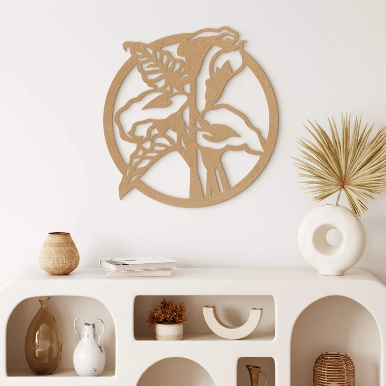 Wanddeko Calla Blume - MDF Natur 