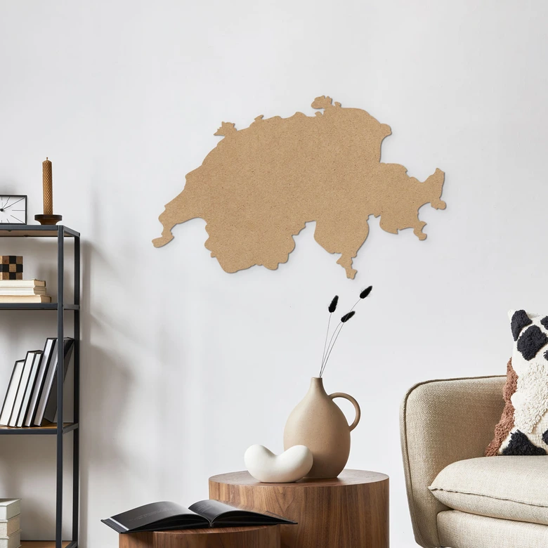 MDF-Holzdeko Karte Schweiz - Natur 