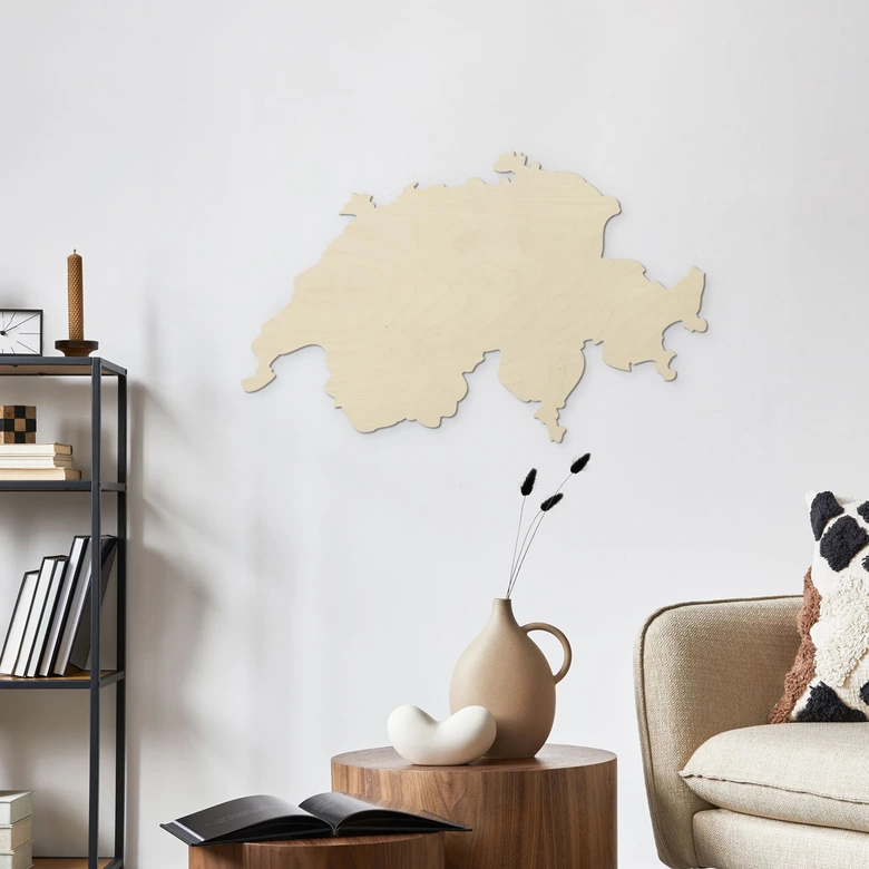 Decoración en madera mapa Suiza - Álamo 