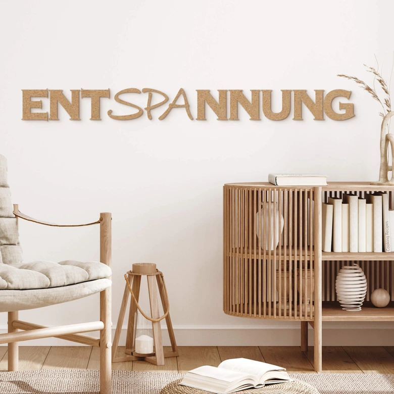 MDF-Deko 3D Schriftzug Entspannung - Natur 