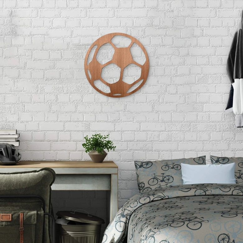 Kinderzimmer Holzdeko Fußball - Mahagoni 
