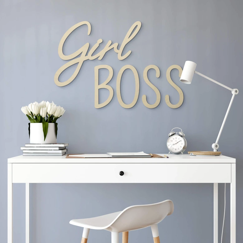 3D Holz Schriftzug - Girl Boss - Pappel 