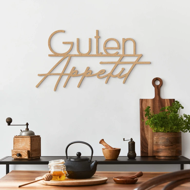 Küchenspruch Guten Appetit - MDF Natur Deko 