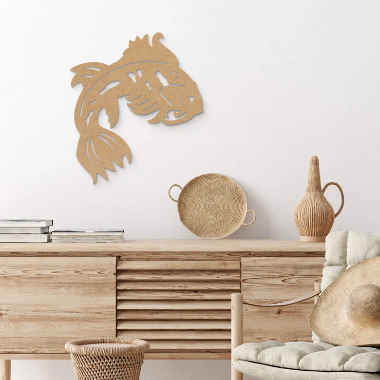 Holzdeko Japanischer Koi - MDF Natur 