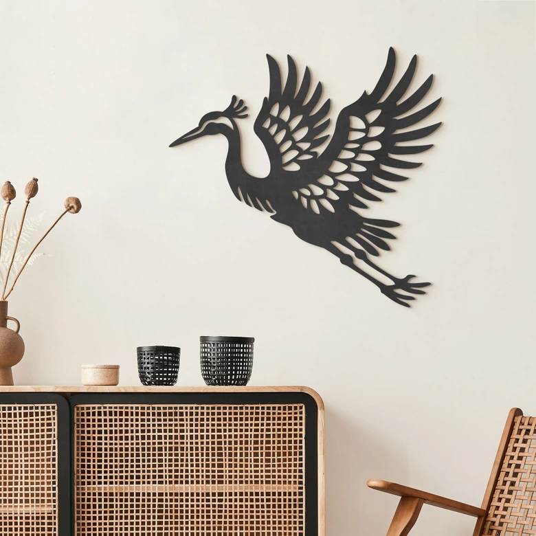 Wanddeko Kranich - eleganter Vogel - MDF Deko  