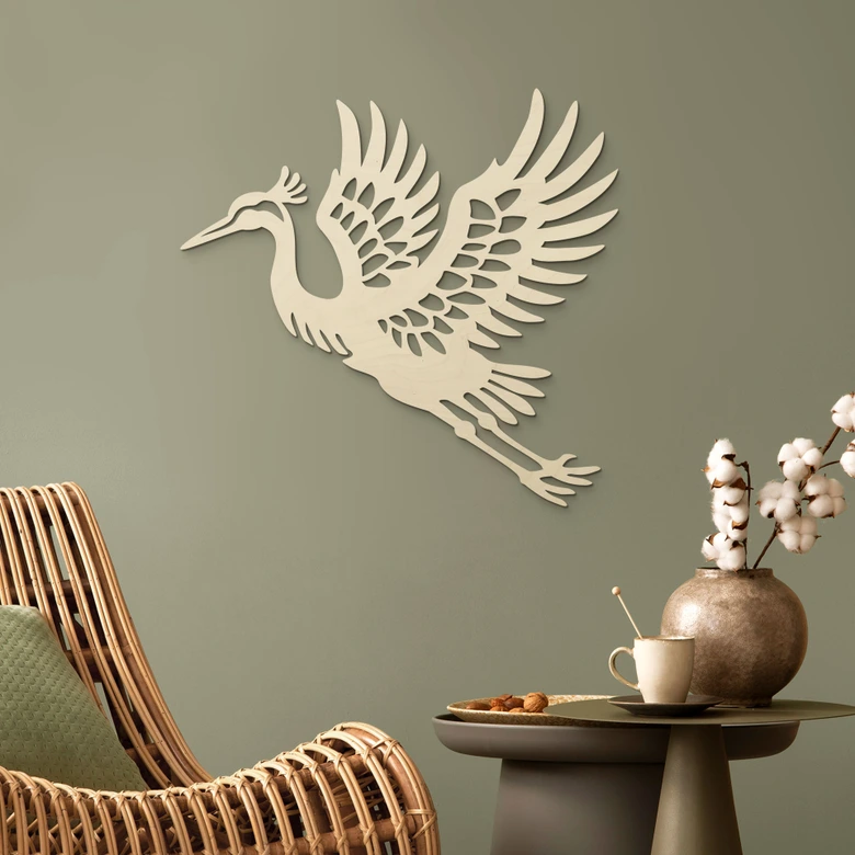 Holzdeko Kranich - eleganter Vogel - Pappel 