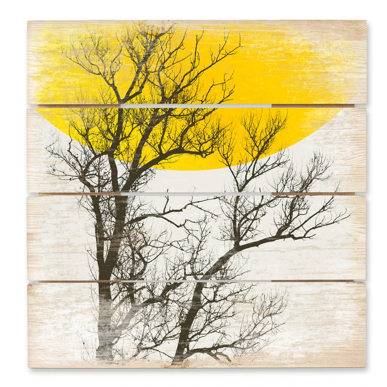Holzbild Kubistika - Herbst-Erinnerungen - 40x41,5 cm 