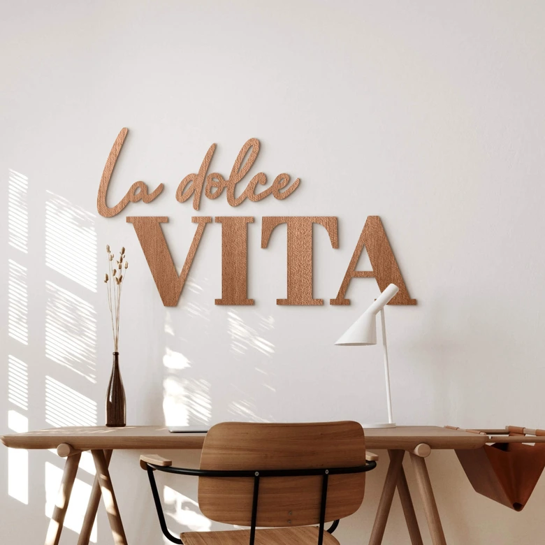 3D letras de madera La dolce Vita - moderno - caoba 