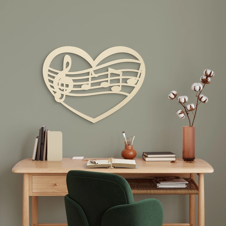 Arte en madera de álamo - Música corazón 