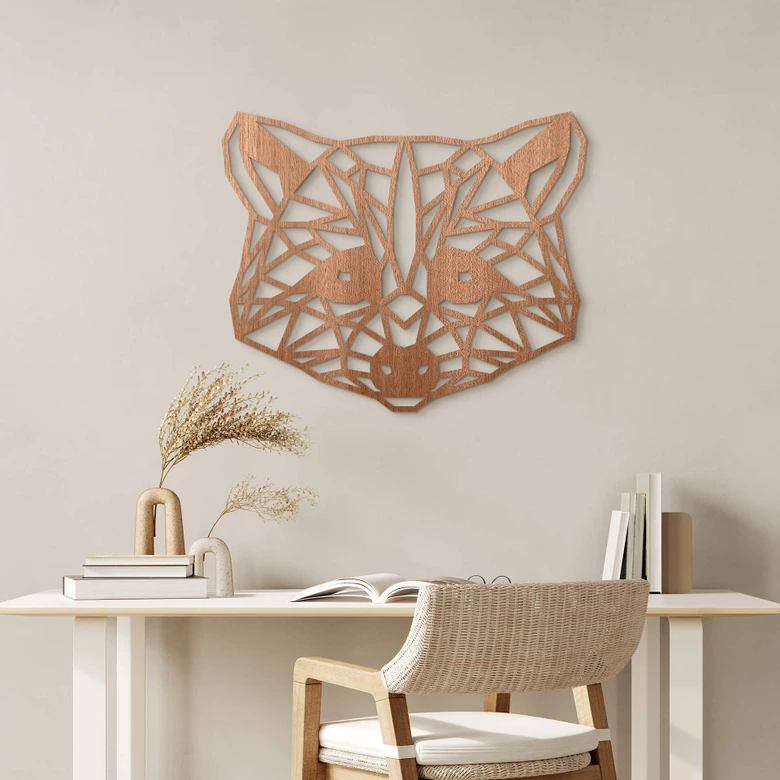 Arte en madera de caoba - Origami mapache 