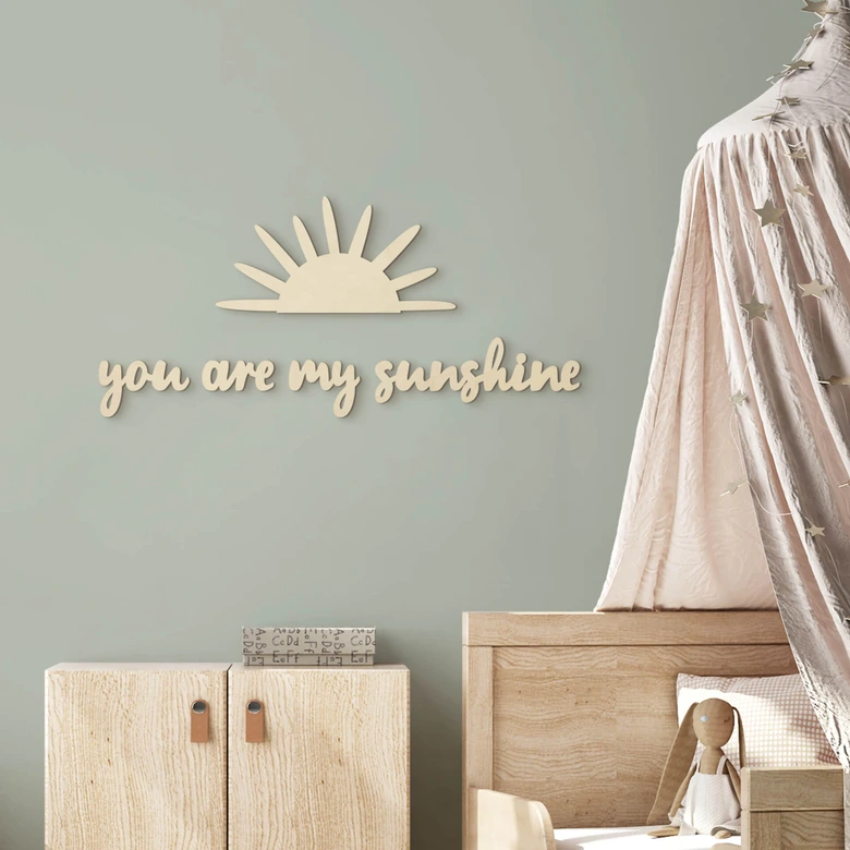 Kinderzimmer Wanddeko Sonne - You are my sunshine - Pappelholz 