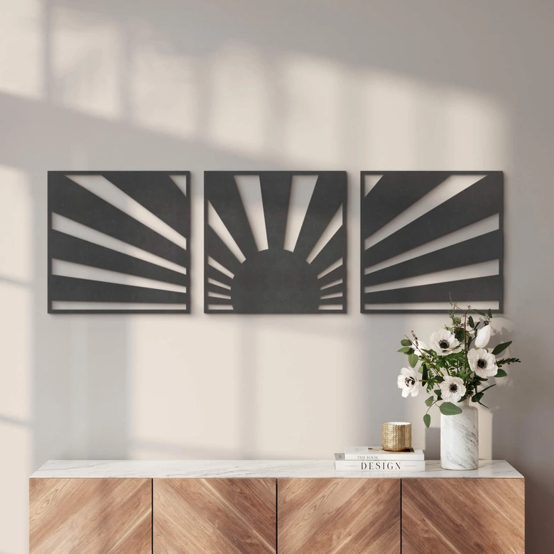 MDF Wanddeko - Sonnenuntergang Boho (3-teilig) 
