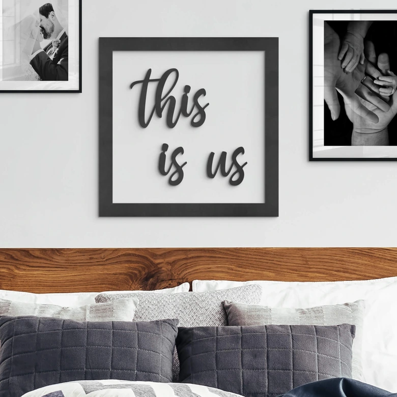 MDF Schriftzug mit Rahmen - This is us 
