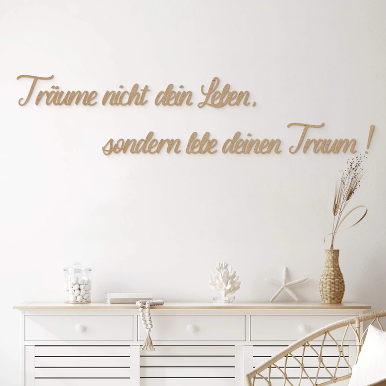 MDF-Deko 3D Schriftzug Träume nicht dein Leben... - Natur 