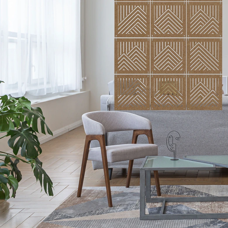 Séparation de pièce, cloison montagne - MDF aspect naturel 