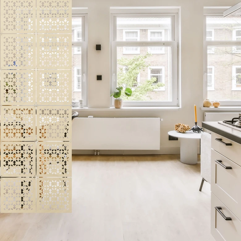 Séparation de pièce, cloison motif géométrique - bois de peuplier 