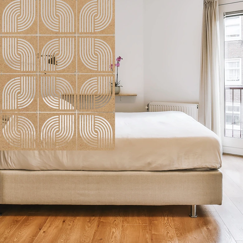 Séparation de pièce, cloison arc-en-ciel - MDF aspect naturel 