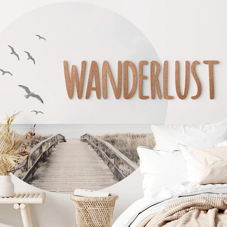 Houten Wanddecoratie Mahoniefineer Wanderlust 