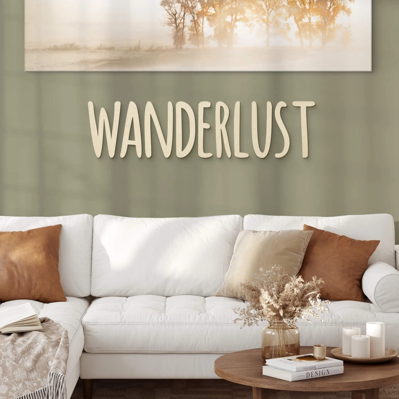Wanddecoratie Populierenhout Wanderlust 