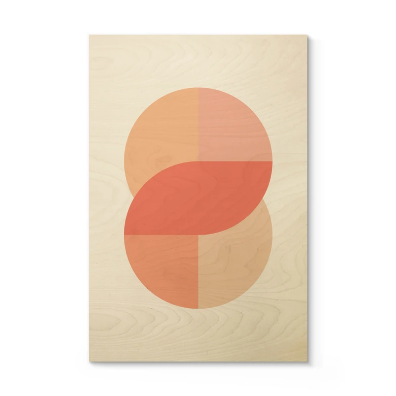 Houten Poster Geometrische vormen in oranje-roze - 1X Studio 