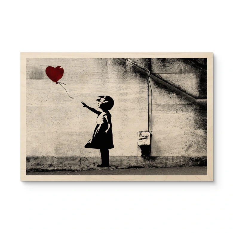 Holzbild Banksy - Girl with balloon 