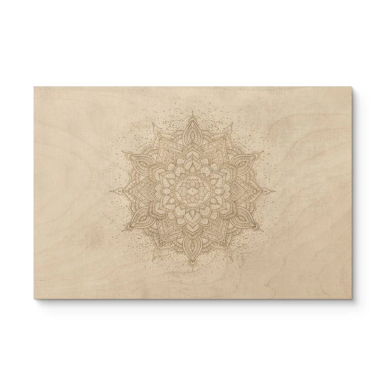 Holzbild Boho Ornament in Leinenoptik, Mandala - Bloomery Decor 