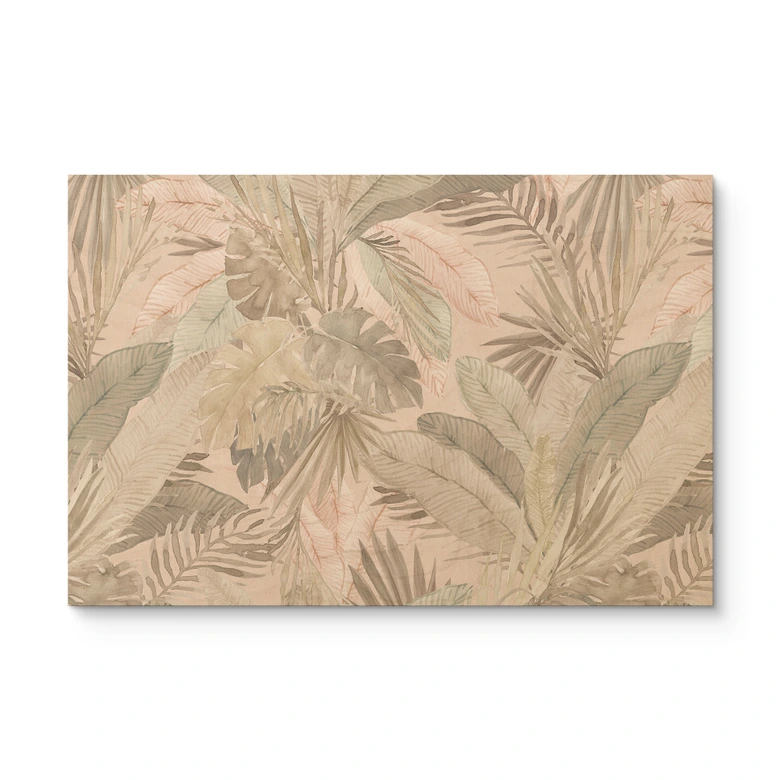 Holzbild Tropenblätter im Dschungel Pastell - Bloomery Decor 