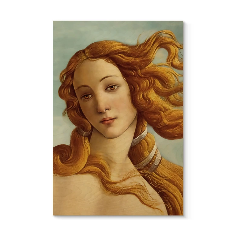 Holzbild Portrait der Venus - Inspiriert von Botticelli 