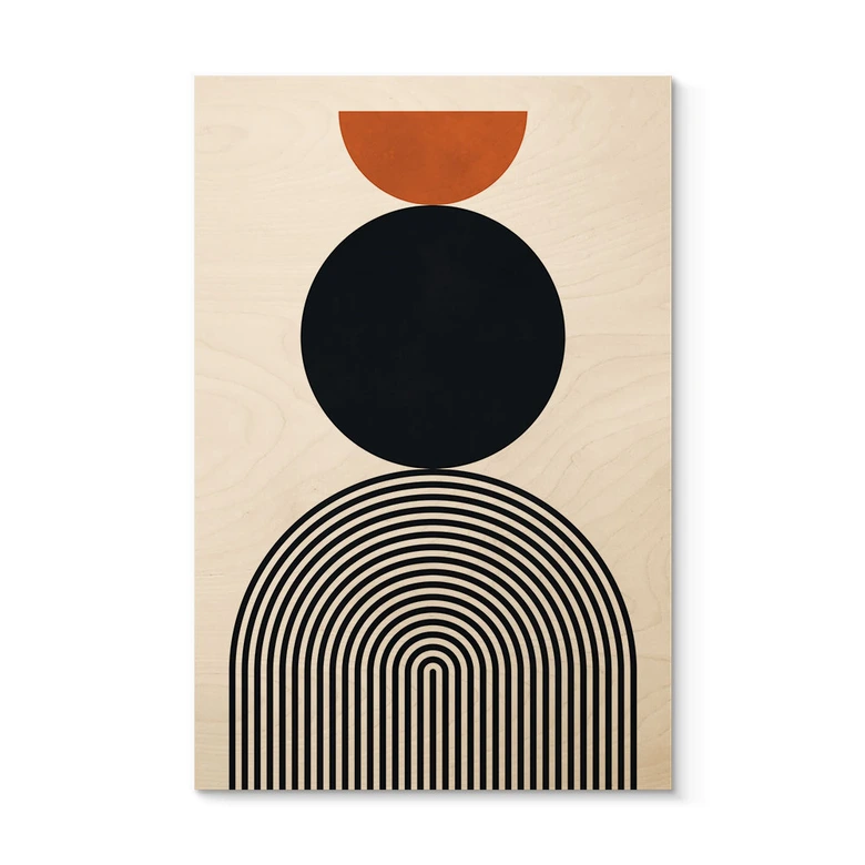 Plakat drewniany Abstrakcyjne linie i koła w harmonii - Costa 