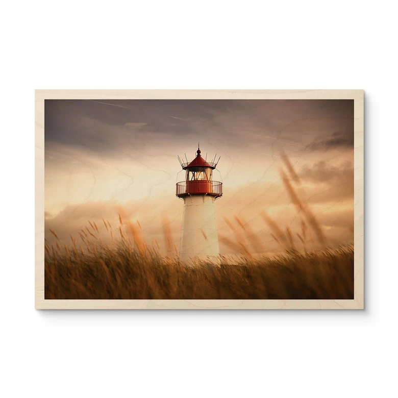 Holzbild Leuchtturm an der Küste von Sylt - Eisenmann 