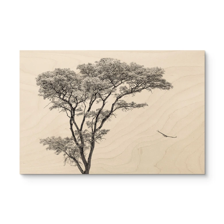 Cuadro de madera Arbol minimalista en un paisaje tranquilo - Flour 