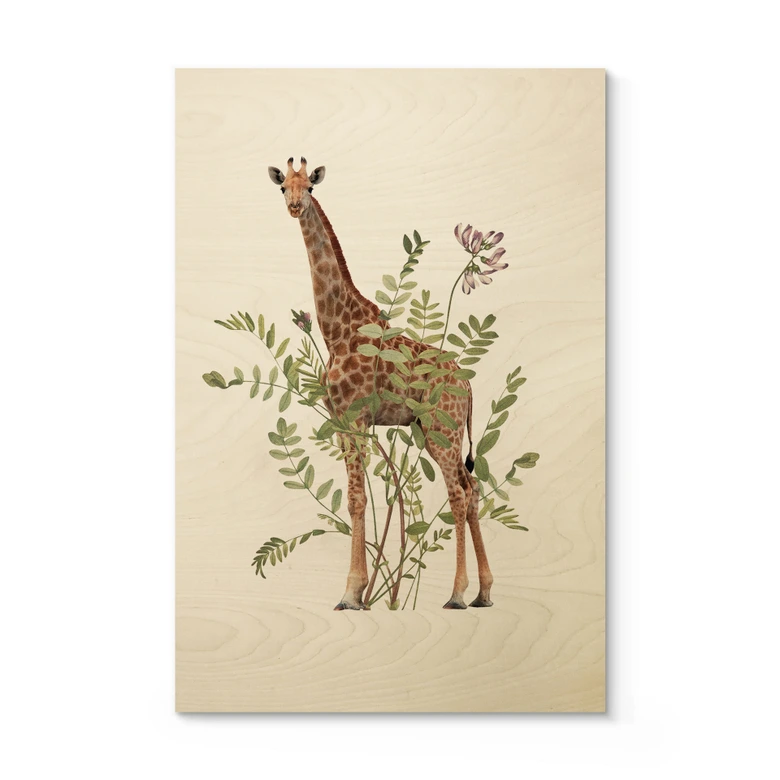 Holzbild Florale Giraffe - Frida Floral Studio 