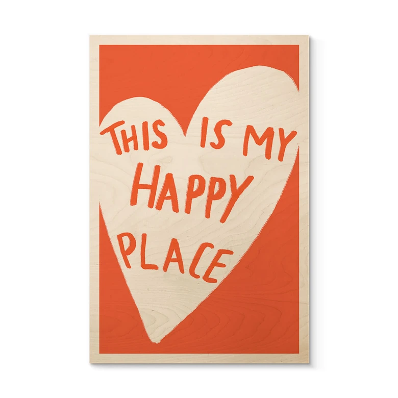 Tableau sur bois This is my happy place avec coeur - Fritsch 