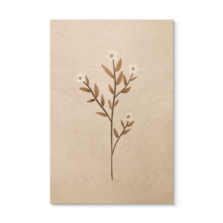 Holzbild Blumen Illustration - Vergissmeinnicht - Goed Blauw 