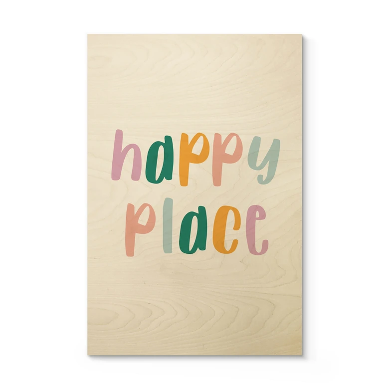 Holzbild Spruch - Happy place 