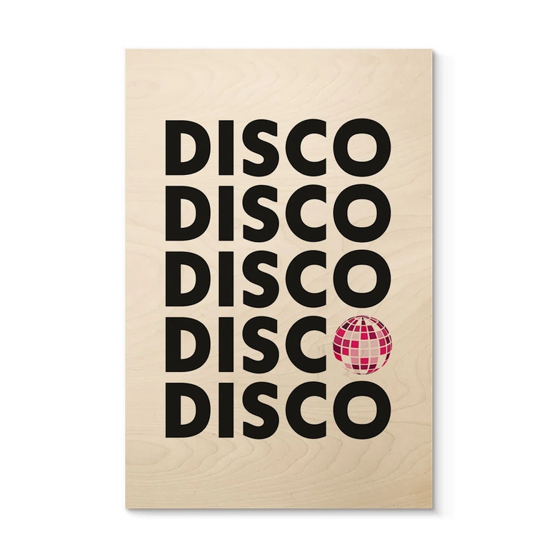 Holzbild Retro Disco Vibes Typografie - Kerr-Dineen 