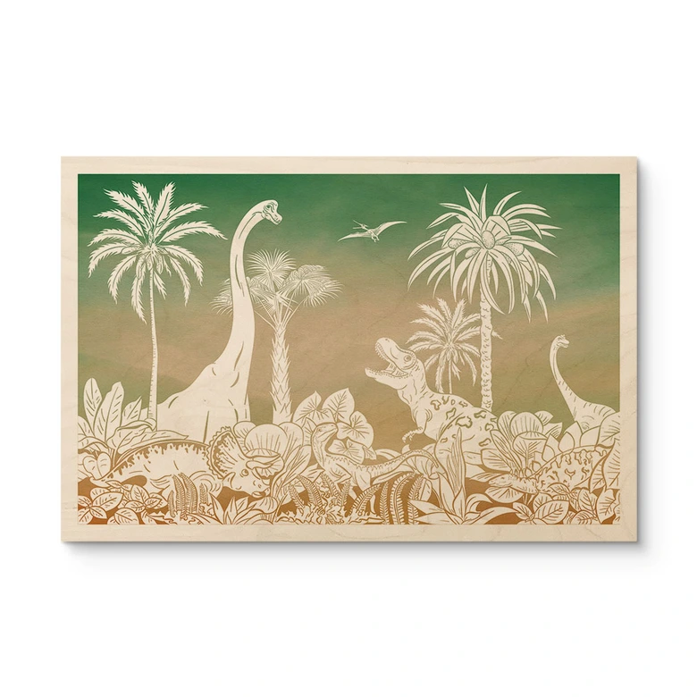 Holzbild Abenteuerreise zu den Dinosauriern - Ombre - Kikki Belle 