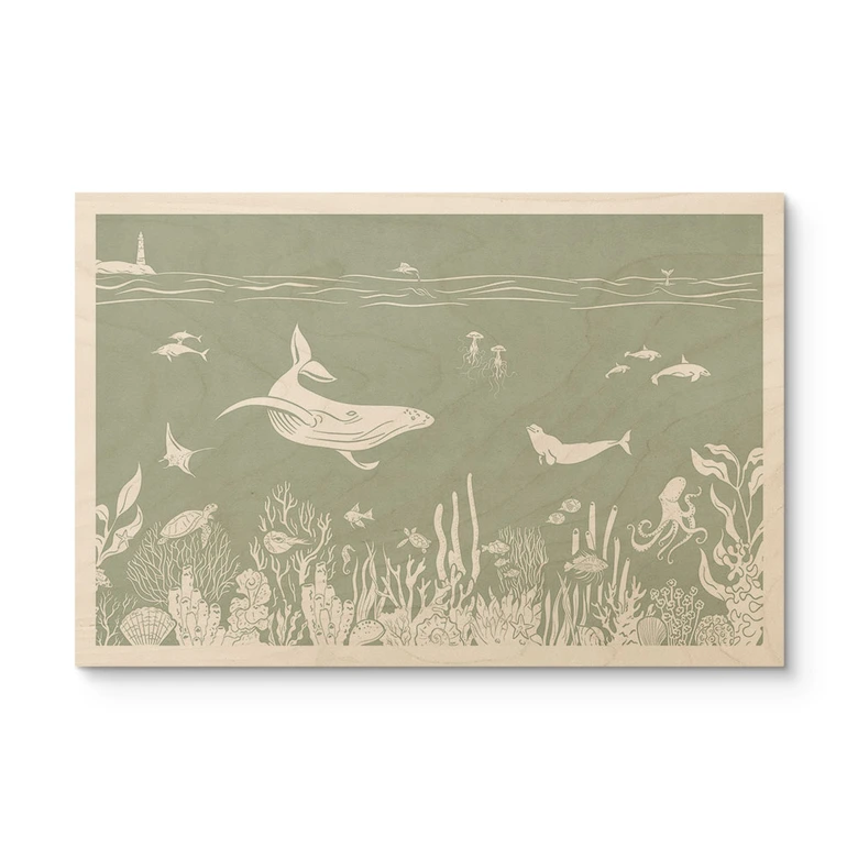 Houten Wanddecoratie Koraalrif en zeedieren - Een reis in het groen - Kikki Belle 