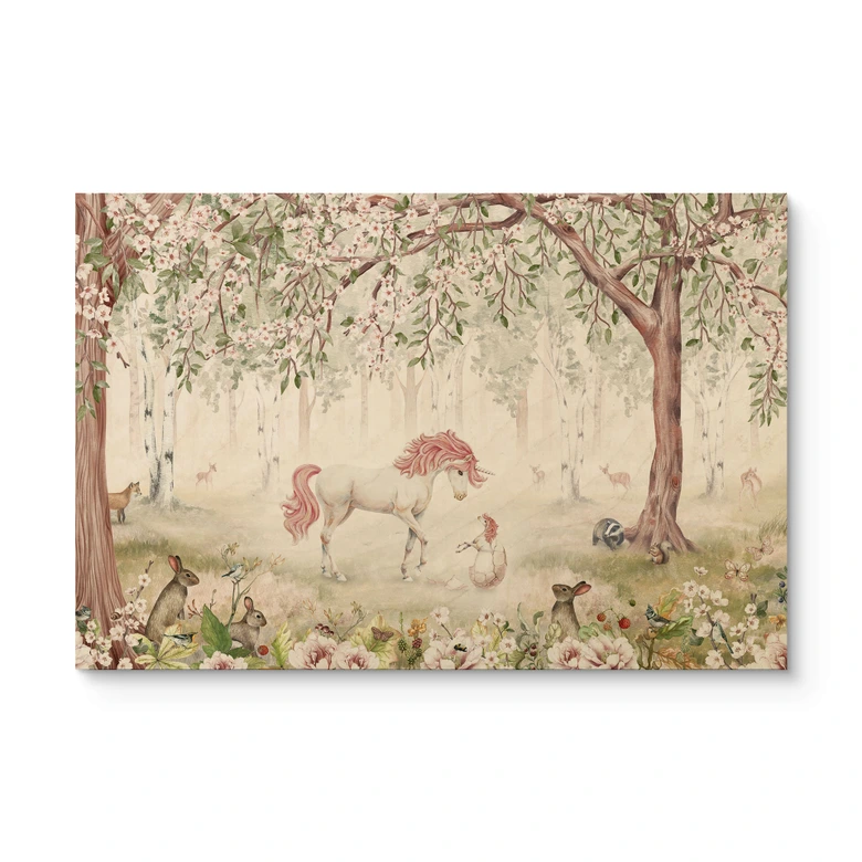 Houten Poster Sprookjesbos met eenhoorns - Kikki Belle 