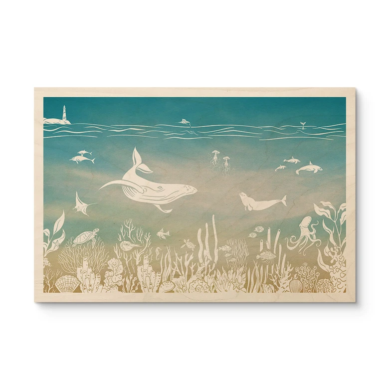 Houten Wanddecoratie onderwaterwereld paradijs - Ombre - Kikki Belle 