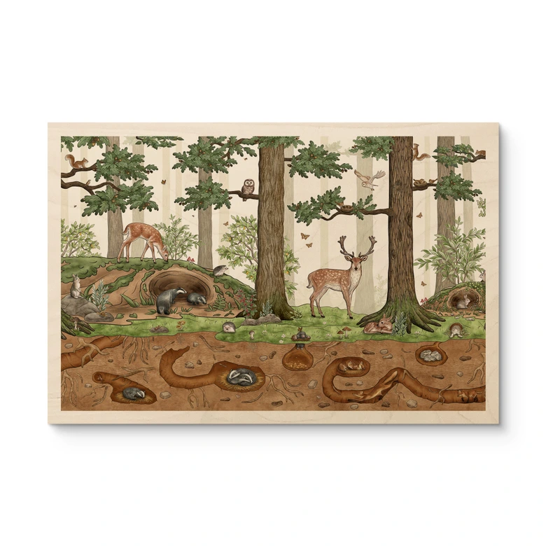 Holzbild Wimmelbild Waldtiere - Kikki Belle 